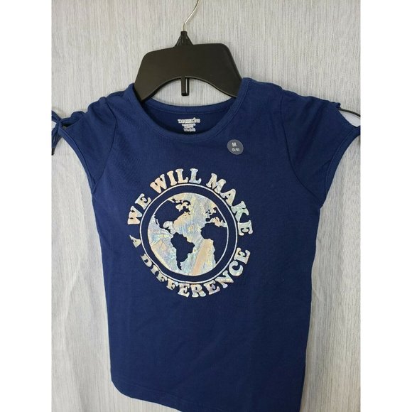 Tough Skins We Will Make A Difference Girls M 5/6 Sparkle Foil Shirt & Pants Set - Picture 2 of 12